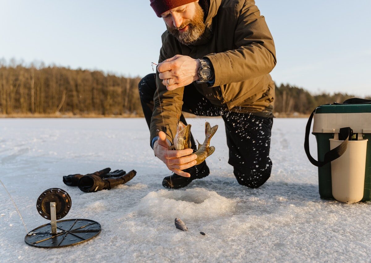 An Adult Man Catching fish at evening